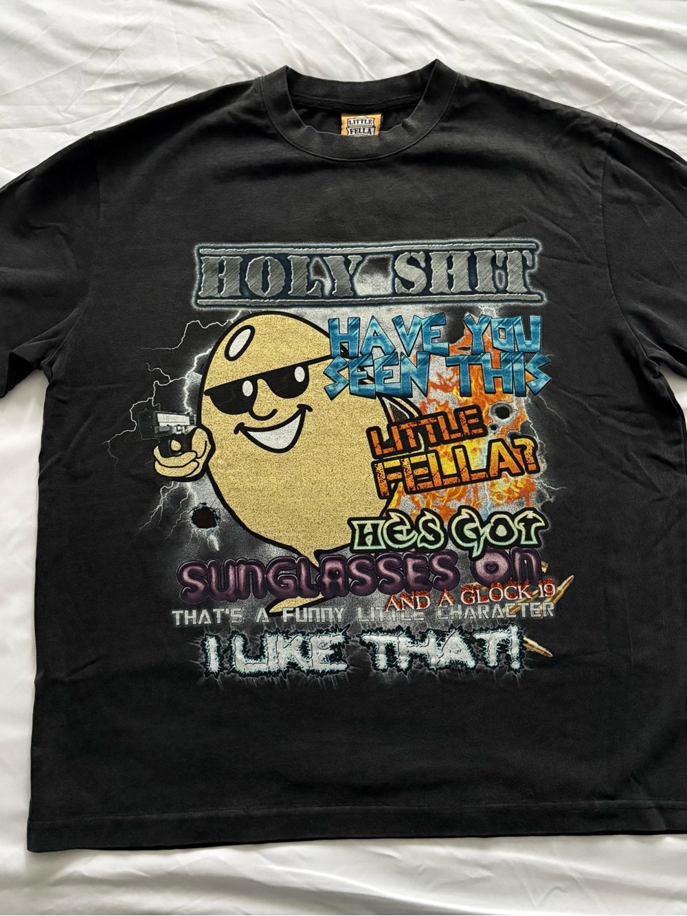 Little Fella "Holy Shit Have You Seen This" Graphic T-Shirt Black Size Medium